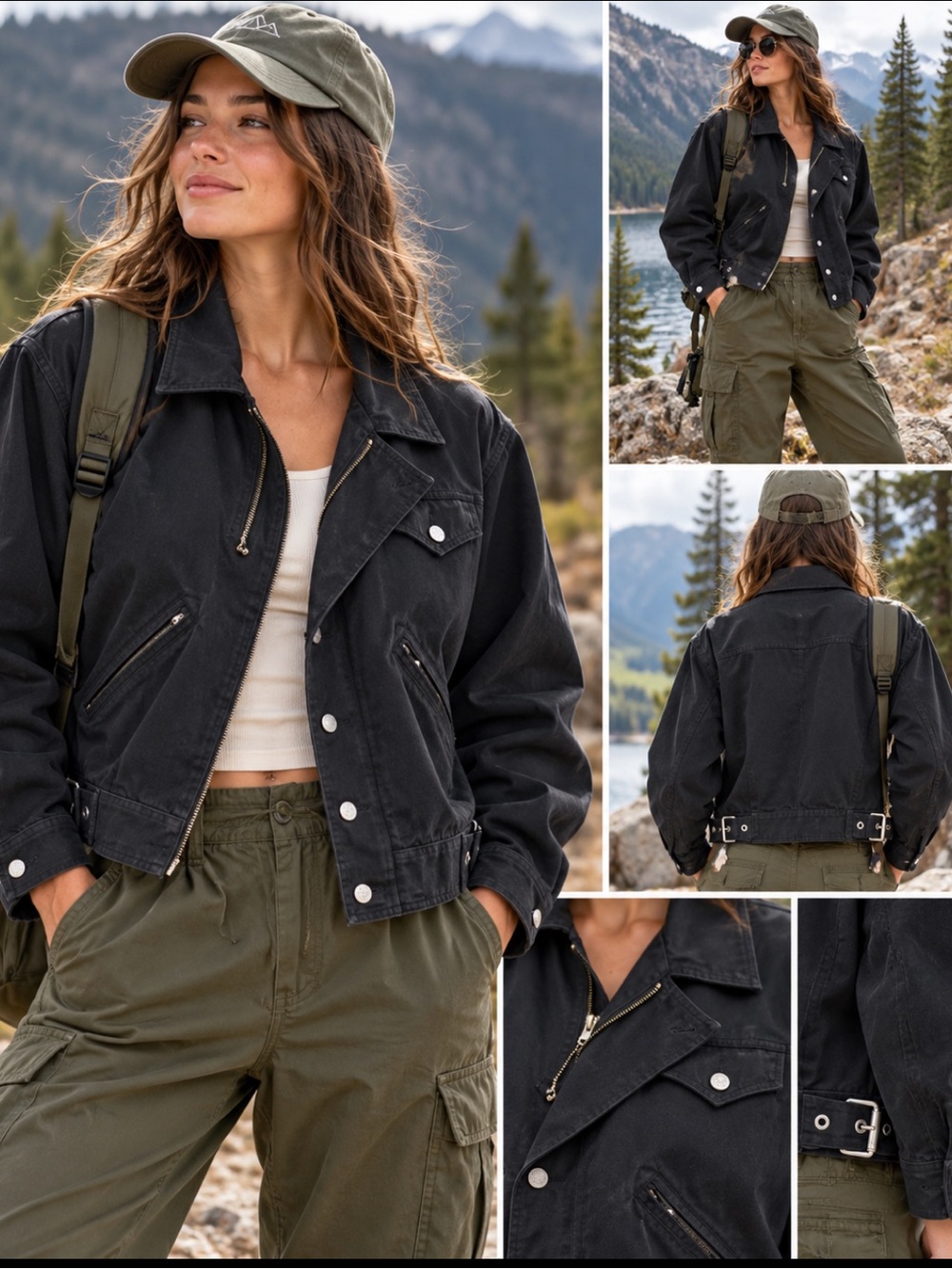 VTG 90s Liz Wear Utility Moto Jacket Gorpcore Streetwear